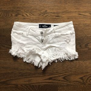 Hollister White Frayed Jeans Shorts